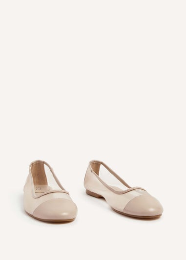 Linzi Elara Nude Mesh & Faux Leather Mary Jane Pump