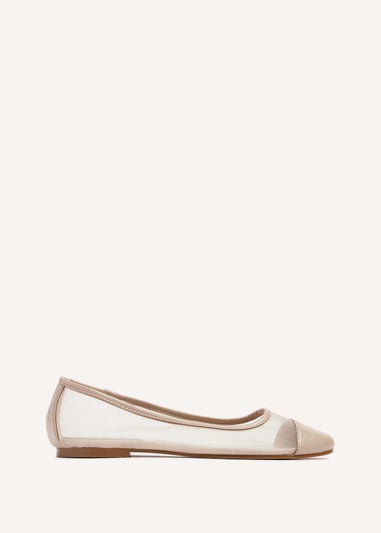 Linzi Elara Nude Mesh & Faux Leather Mary Jane Pump