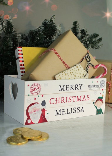 Personalised Memento Company White Wood Christmas Crate