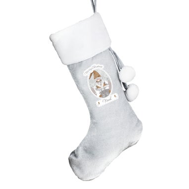 Personalised Memento Company Grey Christmas Gonk Silver Stocking