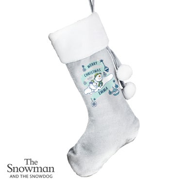 Personalised Memento Company Grey The Snowman and the Snowdog Luxury Stocking