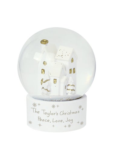 Personalised Memento Company White Message Village Glitter Snow Globe