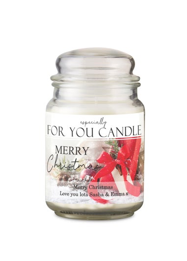 Personalised Memento Company Cream Merry Christmas Large Scented Jar Candle