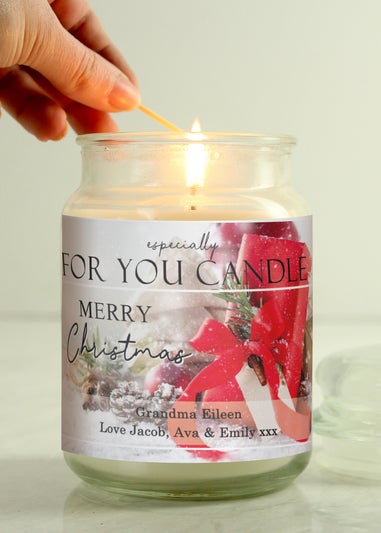 Personalised Memento Company Cream Merry Christmas Large Scented Jar Candle