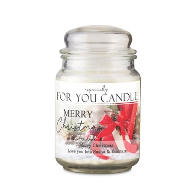 Personalised Memento Company Cream Merry Christmas Large Scented Jar Candle