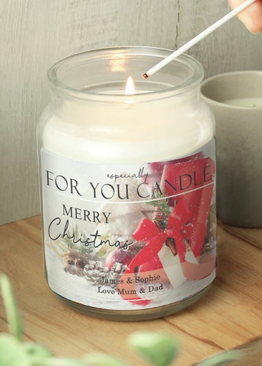 Personalised Memento Company Cream Merry Christmas Large Scented Jar Candle