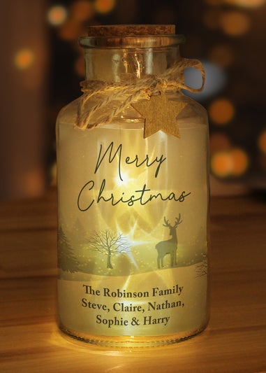 Personalised Memento Company Clear Merry Christmas LED Glass Jar