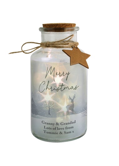 Personalised Memento Company Clear Merry Christmas LED Glass Jar