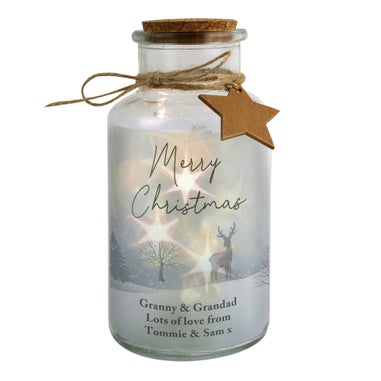 Personalised Memento Company Clear Merry Christmas LED Glass Jar