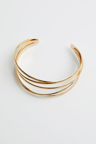 Jon Richard Recycled Gold Plated Polished Weave Cuff Bangle Bracelet