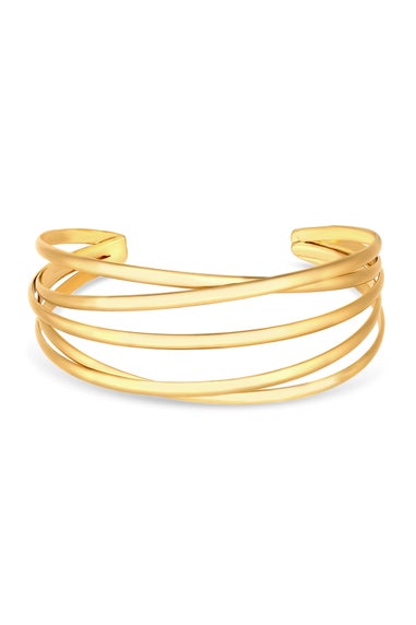 Jon Richard Recycled Gold Plated Polished Weave Cuff Bangle Bracelet