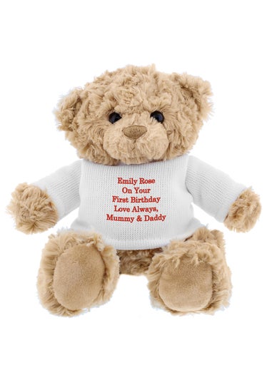 Personalised Memento Company Brown Teddy Bear - Red Message