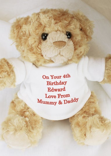 Personalised Memento Company Brown Teddy Bear - Red Message