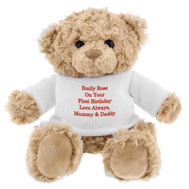 Personalised Memento Company Brown Teddy Bear - Red Message