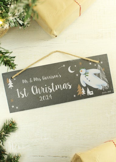 Personalised Memento Company Slate The Snowman Magical Adventure Hanging Plaque