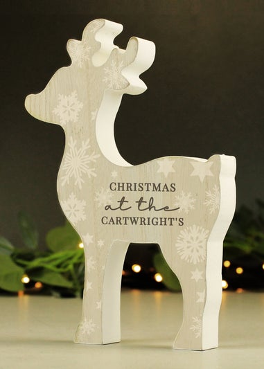 Personalised Memento Company Brown Snowflake Reindeer Ornament