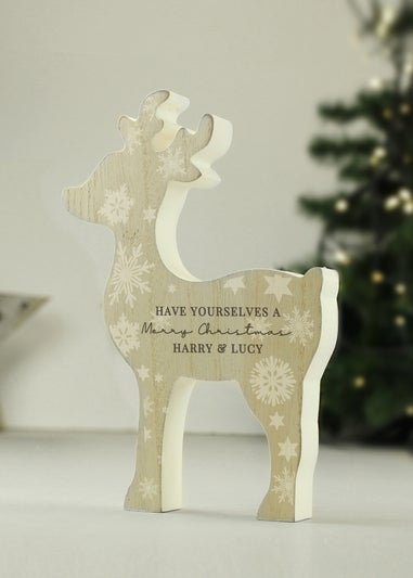 Personalised Memento Company Brown Snowflake Reindeer Ornament