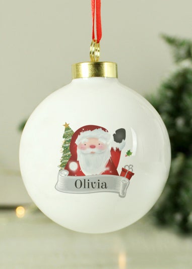 Personalised Memento Company White Santa Claus Bauble