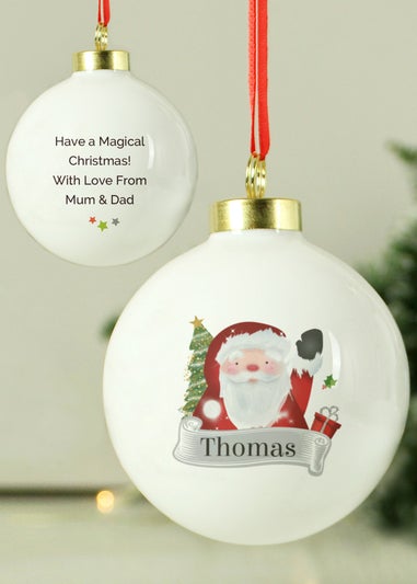 Personalised Memento Company White Santa Claus Bauble