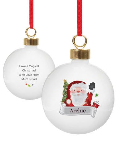 Personalised Memento Company White Santa Claus Bauble