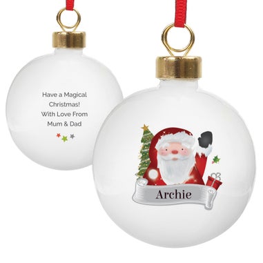 Personalised Memento Company White Santa Claus Bauble