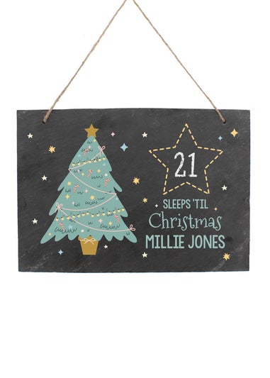 Personalised Memento Company Slate Christmas Chalk Countdown Hanging Large Sign