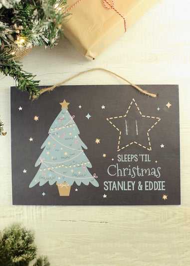 Personalised Memento Company Slate Christmas Chalk Countdown Hanging Large Sign