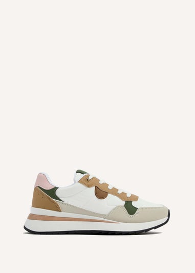 Linzi Clapham Beige Two-Tone Wedged Trainer