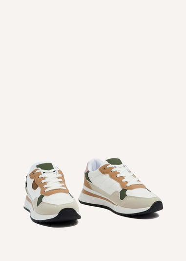 Linzi Clapham Beige Two-Tone Wedged Trainer