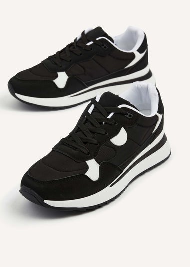 Linzi Clapham Black Two-Tone Wedged Trainer