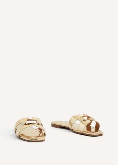 Linzi Sasha Gold Faux Leather Slider Sandal