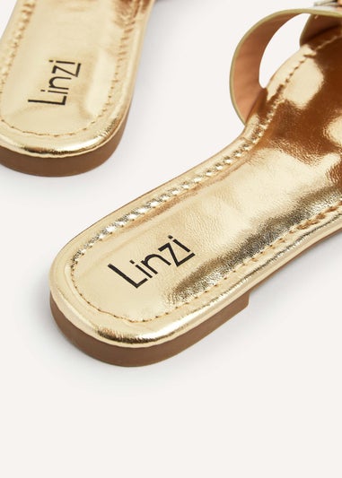 Linzi Sasha Gold Faux Leather Slider Sandal