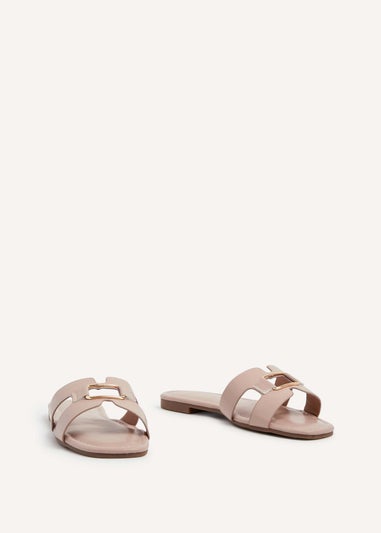 Linzi Sasha Nude Faux Leather Slider Sandal