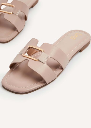 Linzi Sasha Nude Faux Leather Slider Sandal