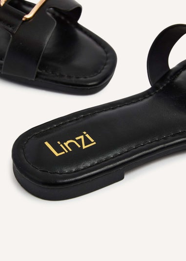 Linzi Sasha Black Faux Leather Slider Sandal