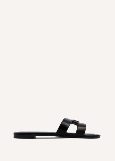 Linzi Sasha Black Faux Leather Slider Sandal