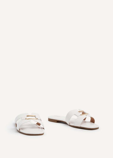 Linzi Sasha White Faux Leather Slider Sandal