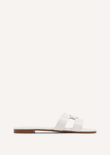 Linzi Sasha White Faux Leather Slider Sandal