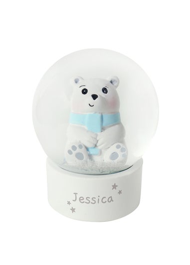 Personalised Memento Company White Polar Bear Any Name Snow Globe