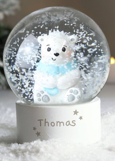 Personalised Memento Company White Polar Bear Any Name Snow Globe