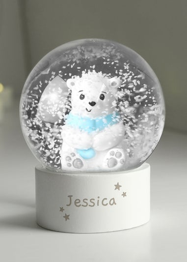 Personalised Memento Company White Polar Bear Any Name Snow Globe