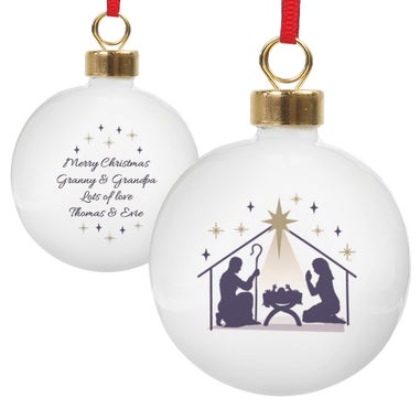 Personalised Memento Company White Nativity Bauble