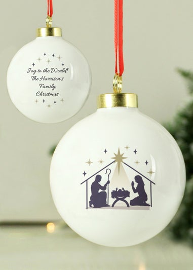 Personalised Memento Company White Nativity Bauble