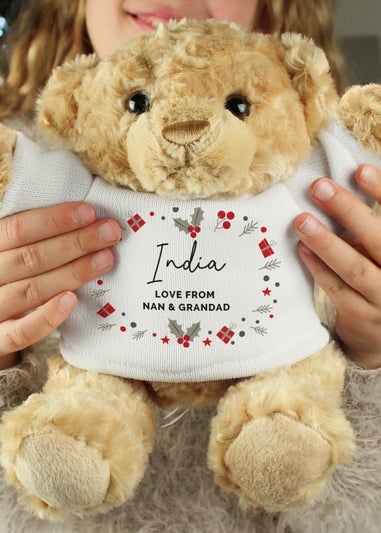 Personalised Memento Company Brown Christmas Teddy Bear