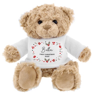 Personalised Memento Company Brown Christmas Teddy Bear