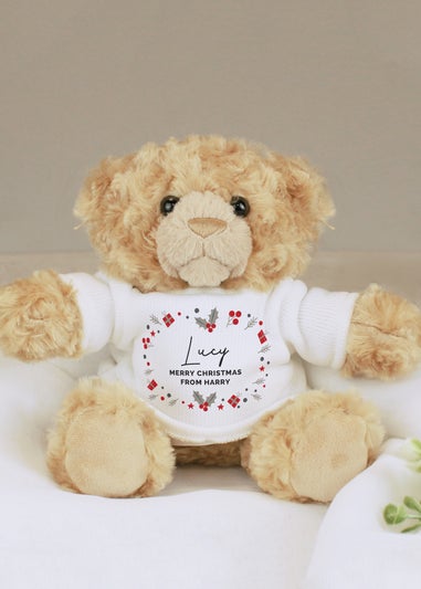 Personalised Memento Company Brown Christmas Teddy Bear