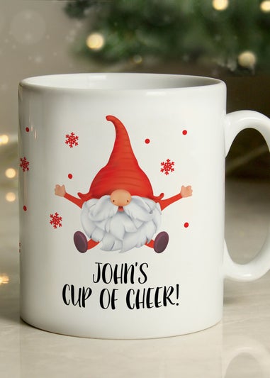 Personalised Memento Company White Red Gonk Christmas Mug