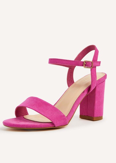 Linzi Skyline Pink Faux Suede Open Back Barely There Block Heeled Sandal