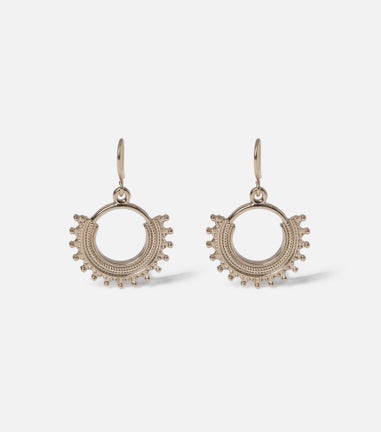 Muse Gold Detailed Edge Drop Hoop Earring