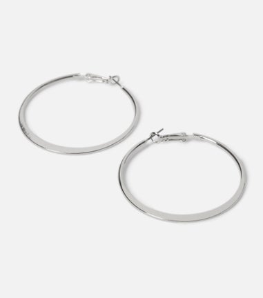 Muse Silver Large Knife Edge Hoop Earrings